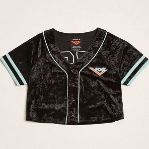 Pony Velvet cropped Baseball Jersey